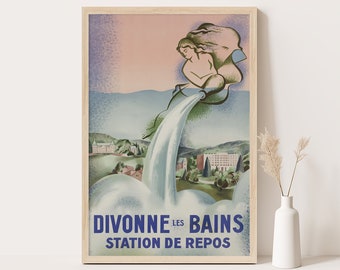 Divonne les Bains Vintage Travel Poster: France Wall Art