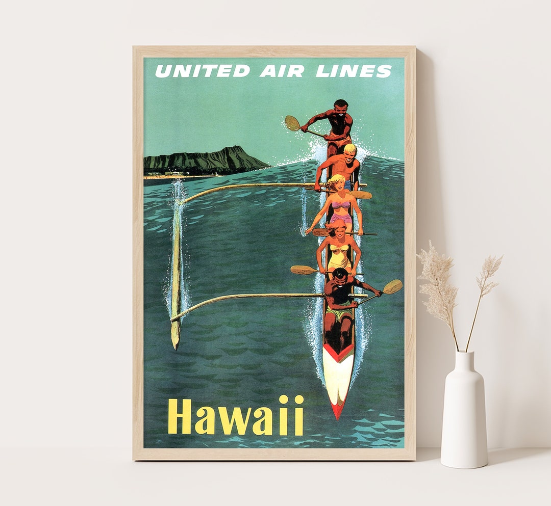 UnitedAirlines ユナイテッド航空ハワイアン ビンテージポスター ユナイテッド航空 ハワイ ビンテージポスター60d
