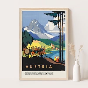 Austria Vintage Poster | Austria Travel Wall Art | 12x18 Inches Print.
