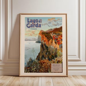 Lake Garda Vintage Travel Poster: Tremosine Italy Retro Wall Art