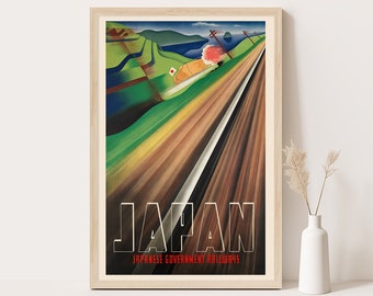 Japanese Railroads Vintage Travel Poster by Satomi