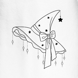 Witch Hat with Bow and Stars Temporary Tattoo