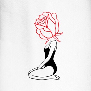 Red Rose Floral Woman Self Love Temporary Tattoo