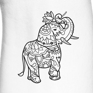 Floral Lotus Elephant Temporary Tattoo / Mandala Animal Tattoo / Mandala Lotus Swirls Flower Fake Tattoo / Zoo Animal Cute Tattoo
