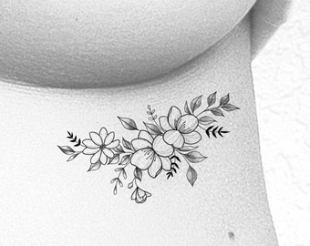 Buy Wildflower Temporary Tattoo  Sternum Floral Tattoo  Sideboob Online  in India  Etsy