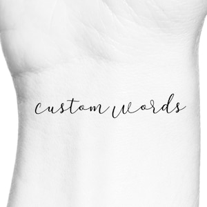 Custom Words Feminine Handwriting Cursive Temporary Tattoo