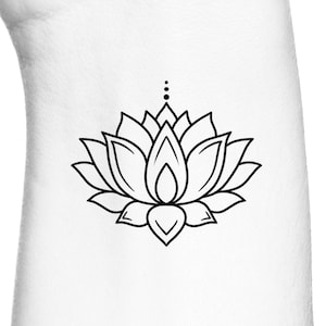 Feminine Blooming Lotus Outline Temporary Tattoo