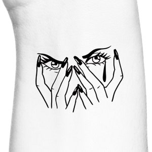 Crying Eyes Woman Face Horror Temporary Tattoo
