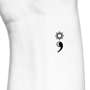 Sun and Moon Semicolon Temporary Tattoo