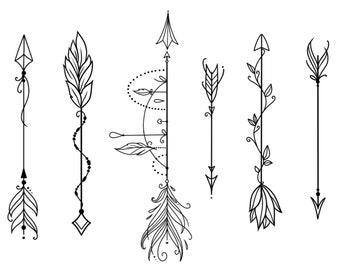 Feminine Floral Arrows Multipack Temporary Tattoo Sheet - Etsy