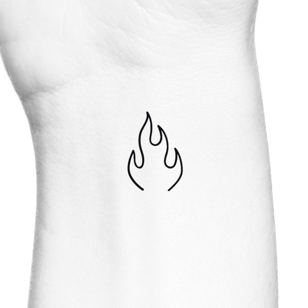 Fire Outline Temporary Tattoo / Flame Finger Tattoo / Cute Grunge Flames Wrist Tattoo