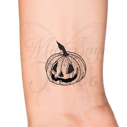 Pumpkin Outline Temporary Tattoo Halloween Pumpkin Jack O Etsy Finland