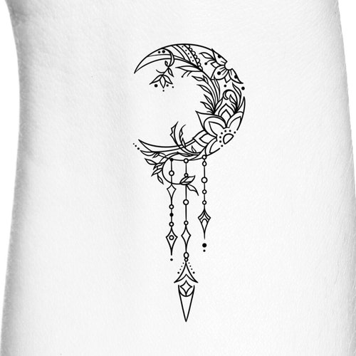 Crescent dreamcatcher tattoo