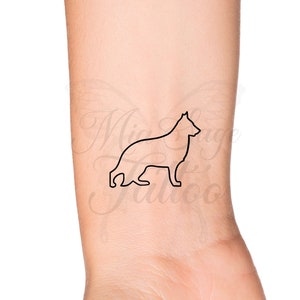 German Shepherd Dog Love Outline Temporary Tattoo - Puppy Love Tattoo ...