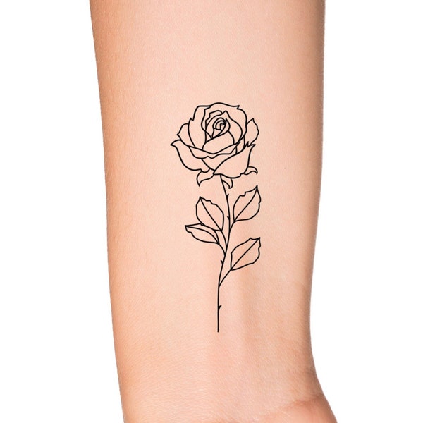 Rose Tattoo Outline Etsy