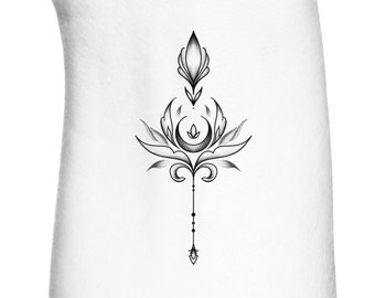 Lotus Crescent Floral Moon Arrow Temporary Tattoo - Etsy Denmark Lotus Crescent Floral Moon Arrow Temporary Tattoo - Etsy Denmark