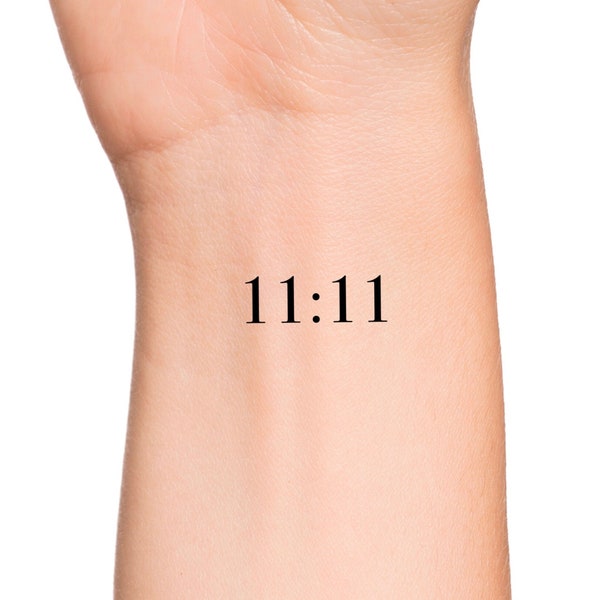 11:11 Numerologie temporäres Tattoo - Elf Synchronizität kleines Handgelenk Tattoo - Engel Nummer 1111 - Make A Wish Tattoo - Glückszahl Tattoo