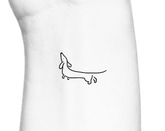 Dachshund Outline Temporary Tattoo / Dog Memorial Tattoo / Puppy Love Outline / Pet Temp Tattoo