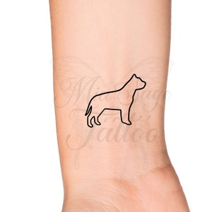 Pit Bull Terrier Dog Love Outline Temporary Tattoo - Rescue Puppy Love Tattoo - Pet Memorial Tattoo - Dog Breed Outline Family Love Tattoo