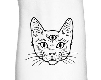Third Eye Cat Outline Temporary Tattoo – Witchy Goth Spooky Black Cat