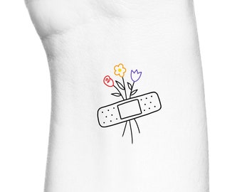 Floral Band-Aid Temporary Tattoo / Self Love and Healing Temp Tattoo