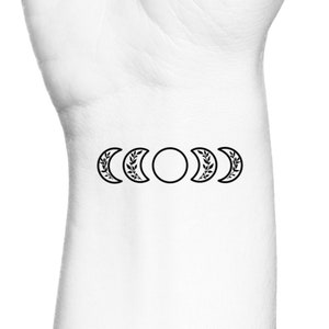 Floral Moon Phases Temporary Tattoo / Wildflower Lunar Moon Phases Temp Tattoo