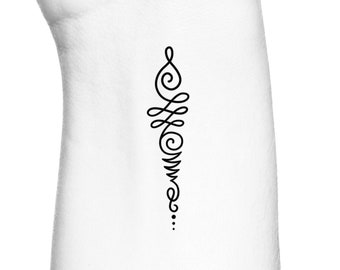 Unalome Tempoary Tattoo / Cute Small Tattoo / Feminine Wrist Tattoo / Religious Ankle Tattoo / Sternum Tattoo