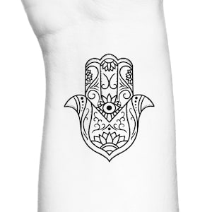Wildflower Religious Eye of Protection Hamsa Temporary Tattoo