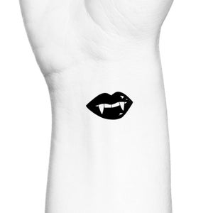 Vampire Lips Temporary Tattoo / Vampire Bite / Vampire Teeth Silhouette Fake Tattoo / Halloween Costume Tattoo