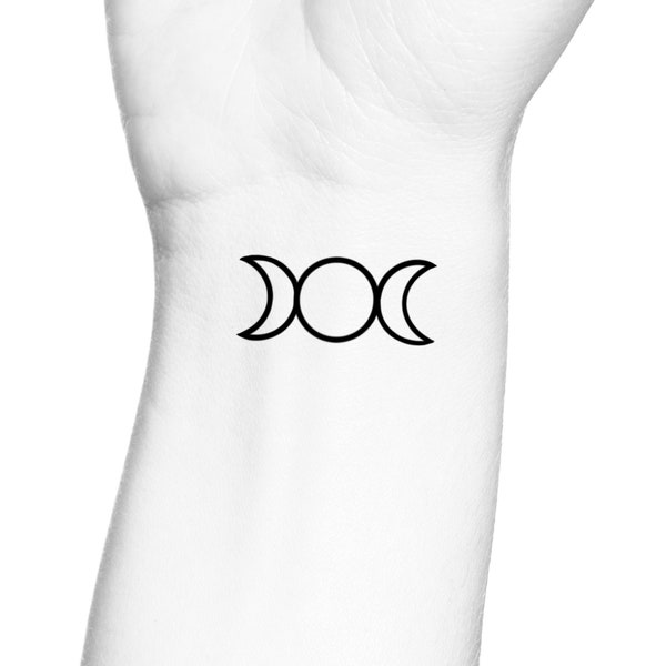 Dreifache Mond Göttin Symbol temporäres Tattoo / okkultes temporäres Tattoo / Hecate temporäres Tattoo / Hexe Tattoo / Halloween Tattoo / Mondphasen Tattoo