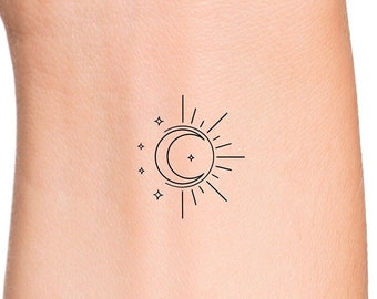 Sun Moon Tattoo Etsy Sun Moon Tattoo Etsy