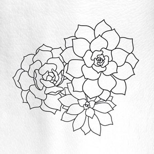 Succulent Wildflower Temporary Tattoo / Cactus Tattoo / Floral tattoo / Small Flower Tattoo / Feminine tattoo / Simple Outline Tattoo
