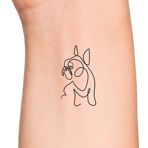 French Bulldog Single Continuous Line Temporary Tattoo / Frenchie Tattoo / Dog Love Pet Memorial Temp Tattoo / Cute Family Tattoo