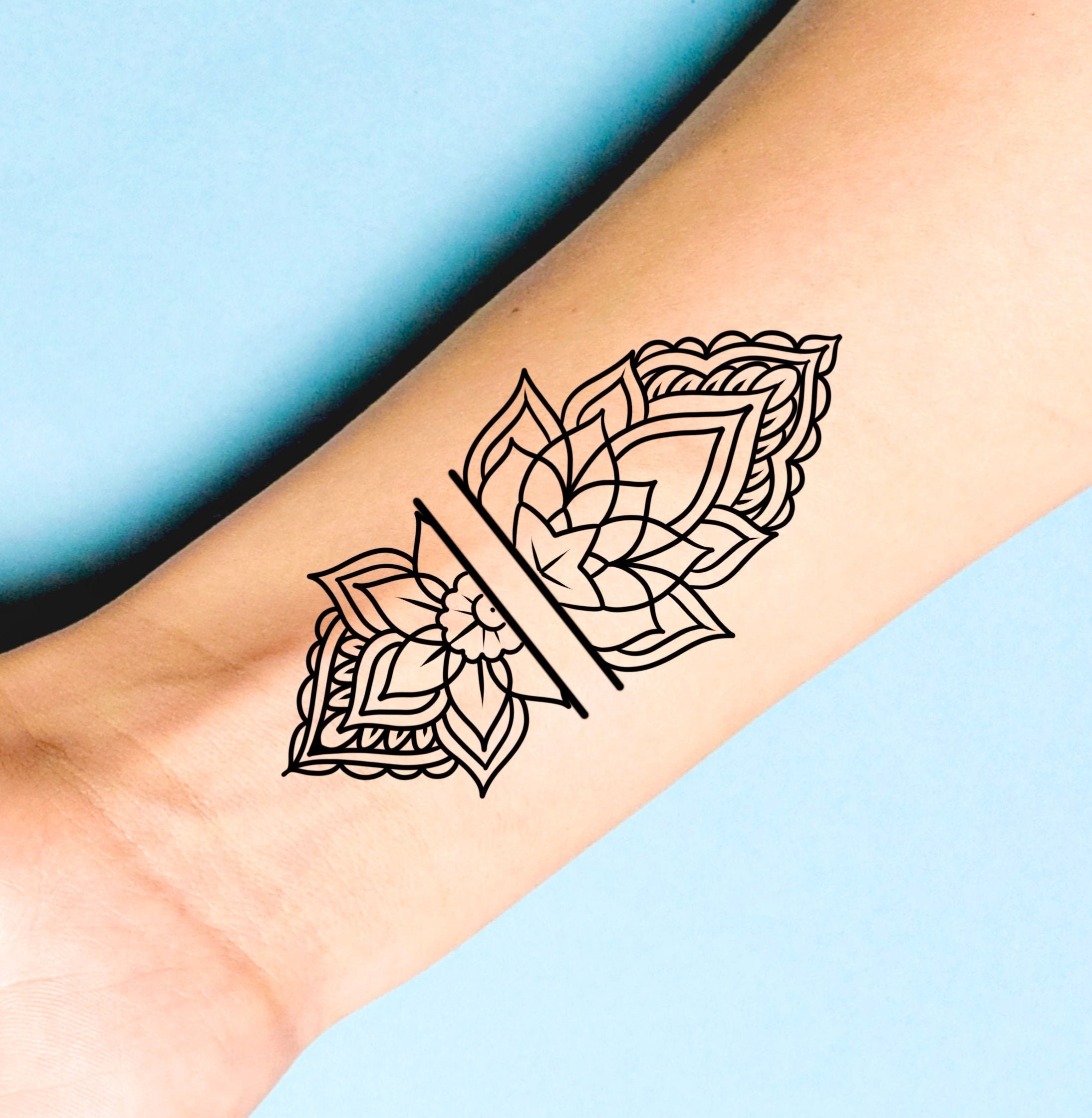 Mandala Floral Sacred Geometry Temporary Tattoo / Symmetrical - Etsy Sweden