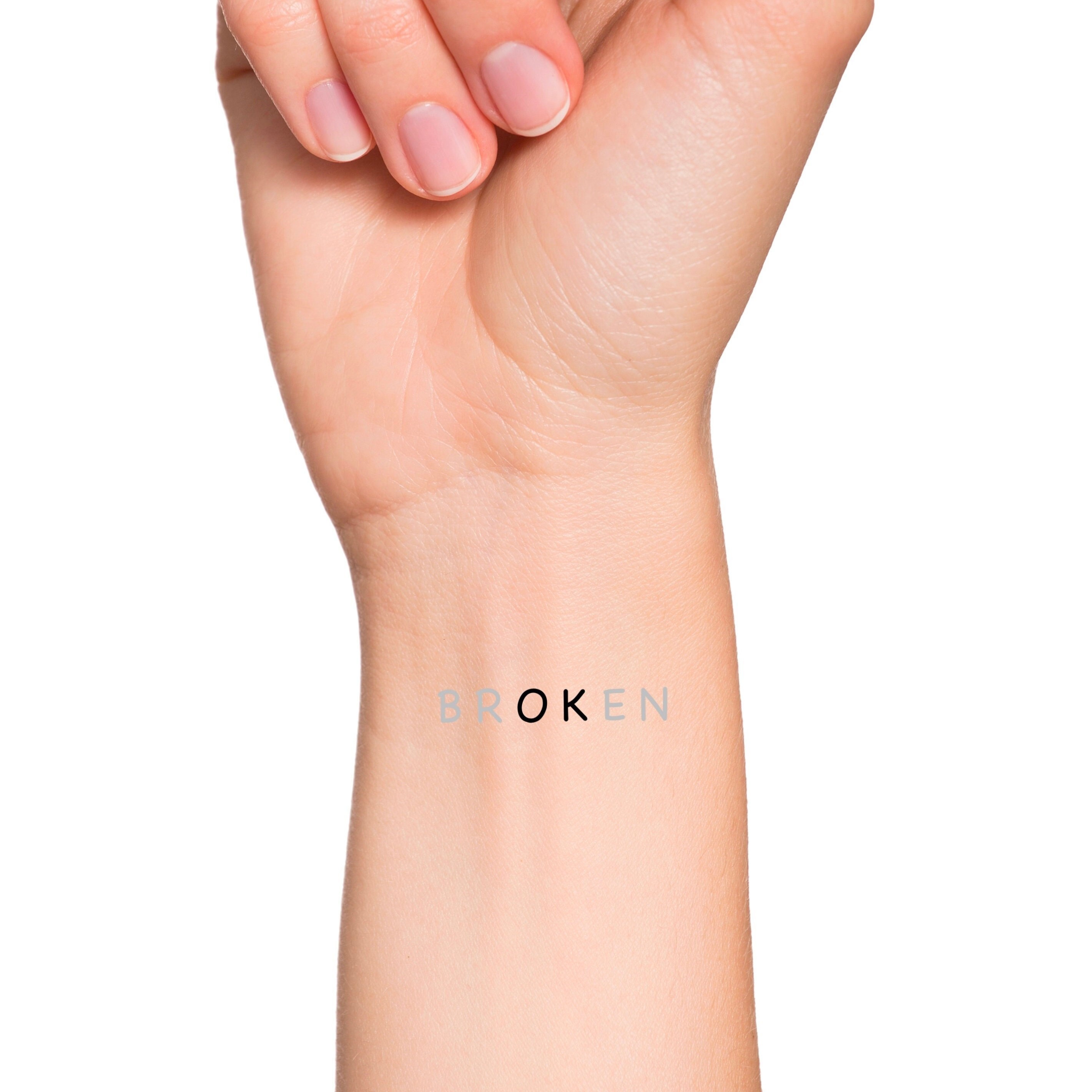 BROKEN / OK Words Temporary Tattoo / Im Broken Im OK Lettering Tattoo /  Grunge Tattoo / Alternative Tattoo / Gray Tattoo - Etsy Sweden