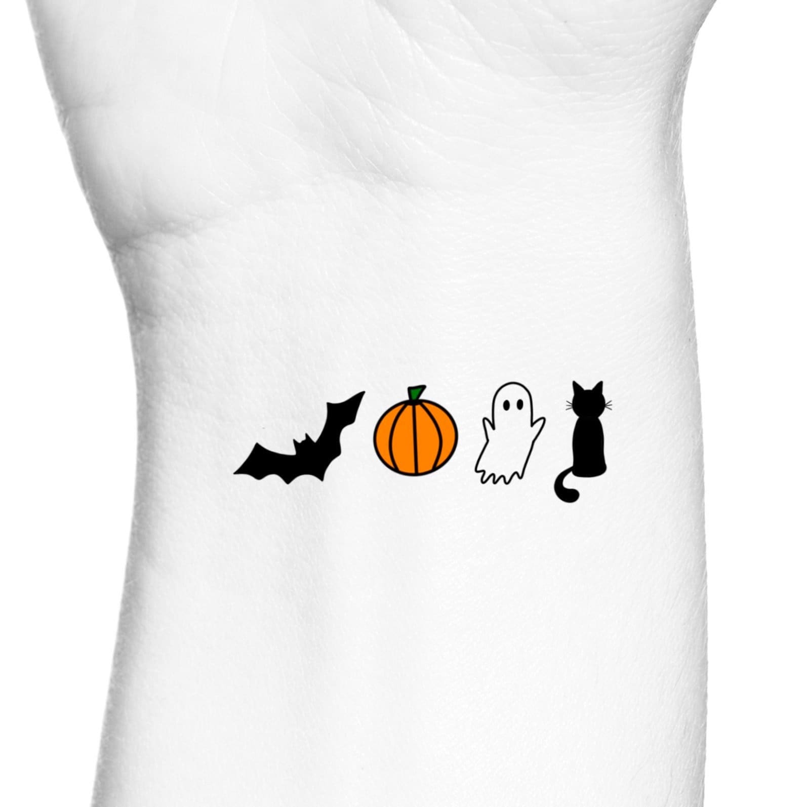 Halloween Hand Tattoo | Halloween tattoos, Hello kitty tattoos, Pumpkin  tattoo