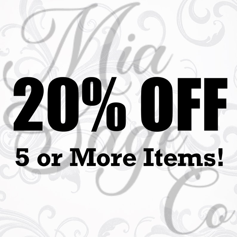 Get 20% off when you purchase 5 or more items!