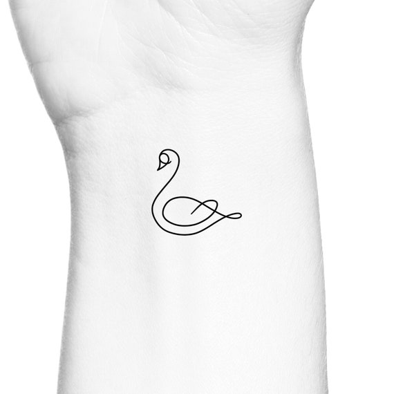 Single Line Swan Temporary Tattoo / Continuous Line Bird - Etsy Single Line Swan Temporary Tattoo / Continuous Line Bird - Etsy