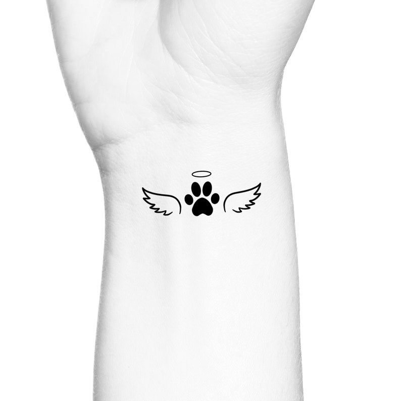 Paw Print Angel Wings Temporary Tattoo / Animal Memorial Tattoo / Pet ...