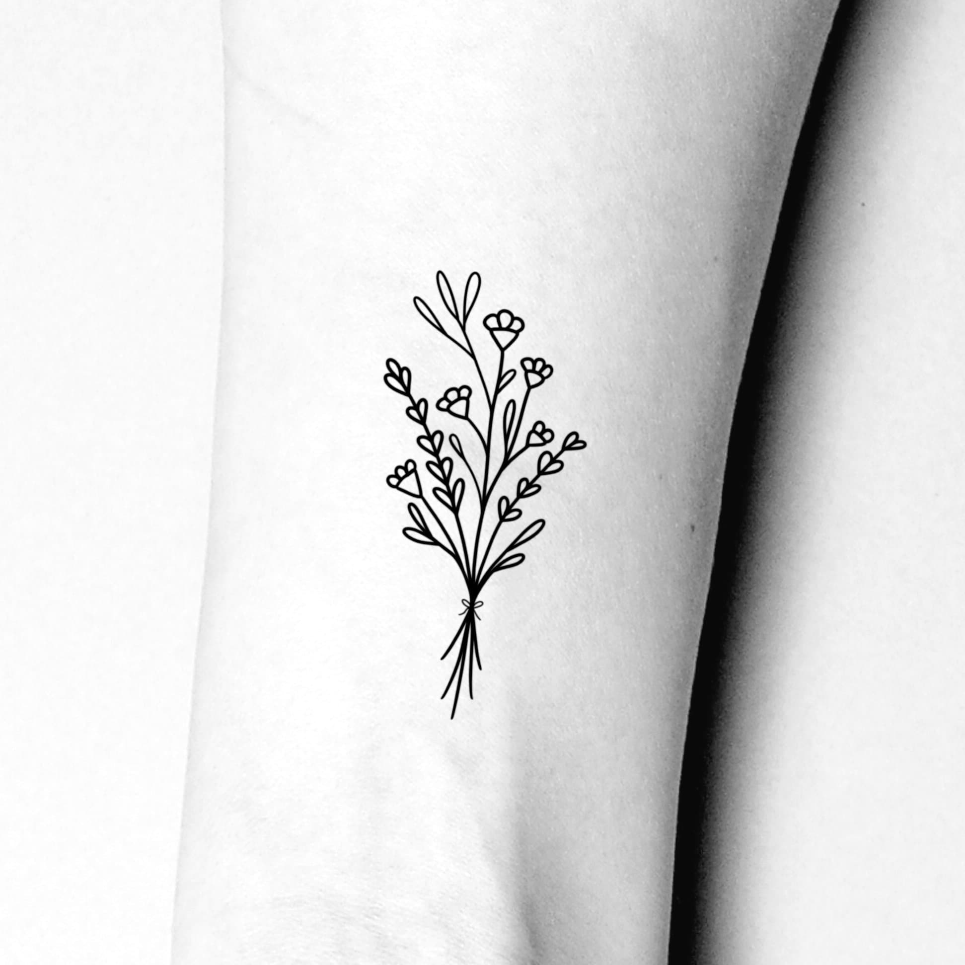 Wildflower Temporary Tattoo / Sternum Tattoo / Floral Tattoo / - Etsy