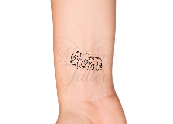 Tiny Elephant Temporary Tattoo / small elephant tattoo / outline elephant  tattoo / fine line tattoo