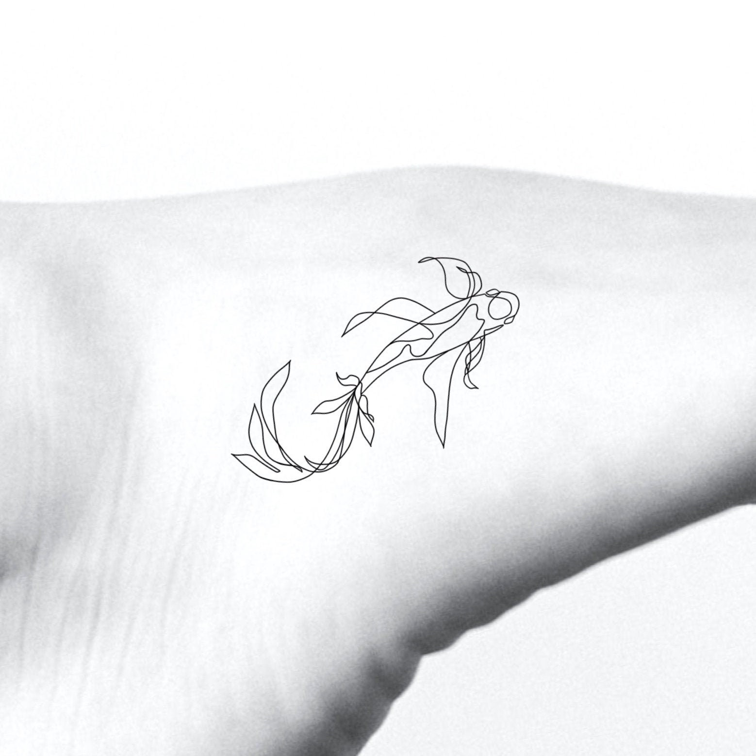 Koi Fish Single Line Temporary Tattoo / Continuous Single Line - Etsy Finland