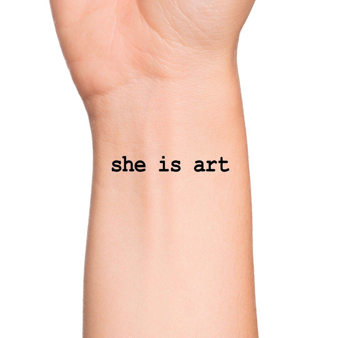 She is Art Lettering Temporary Tattoo / Artistic Quote Ribs Tattoo