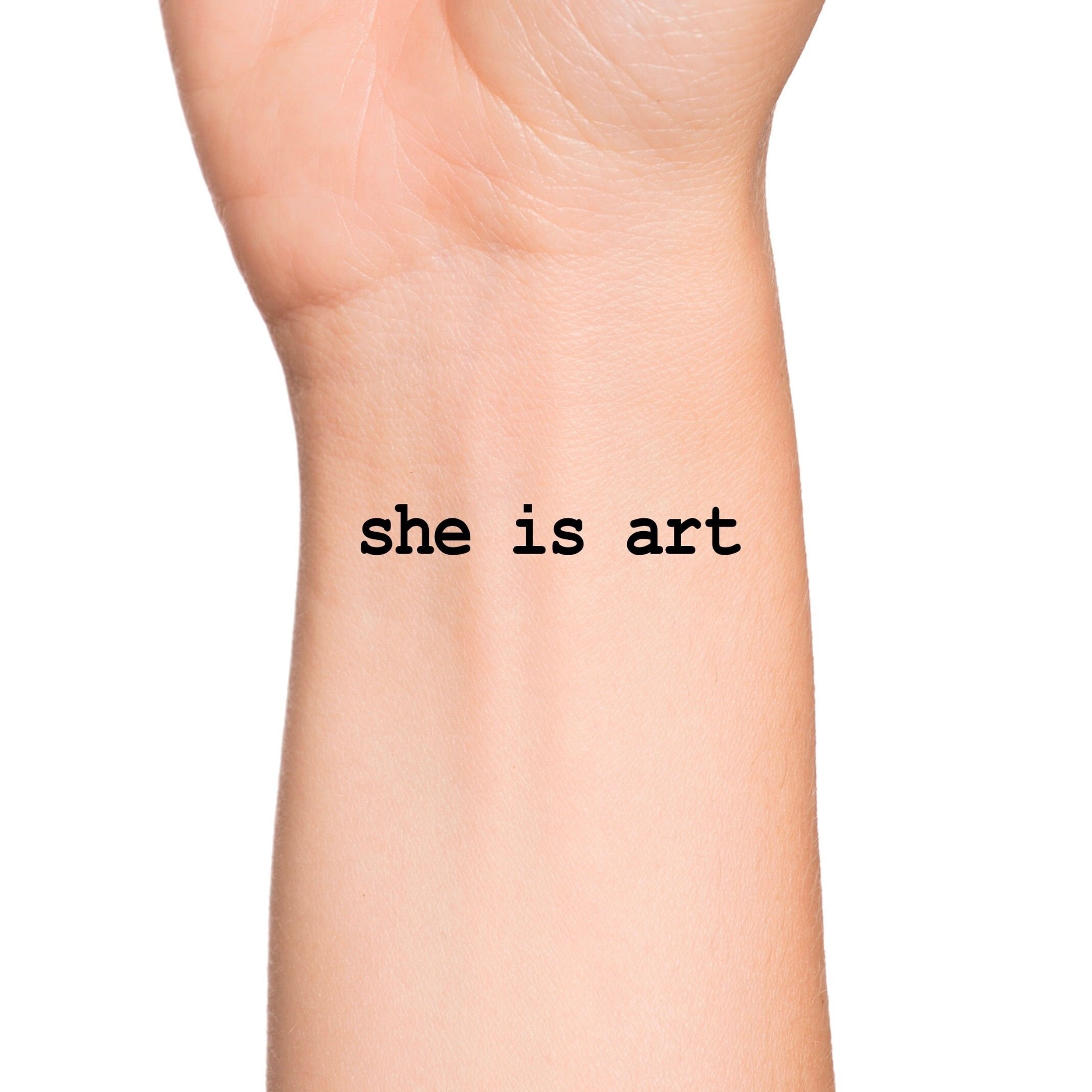 She is Art Lettering Temporary Tattoo / Artistic Quote Ribs Etsy UK