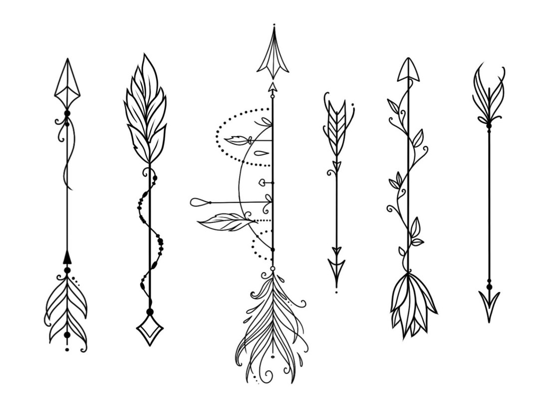 feminine-floral-arrows-multipack-temporary-tattoo-sheet-etsy