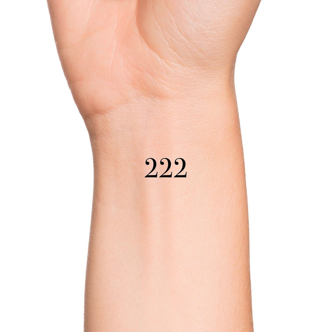 Small 222 Angel Number Temporary Tattoo  Set of 3  Tatteco