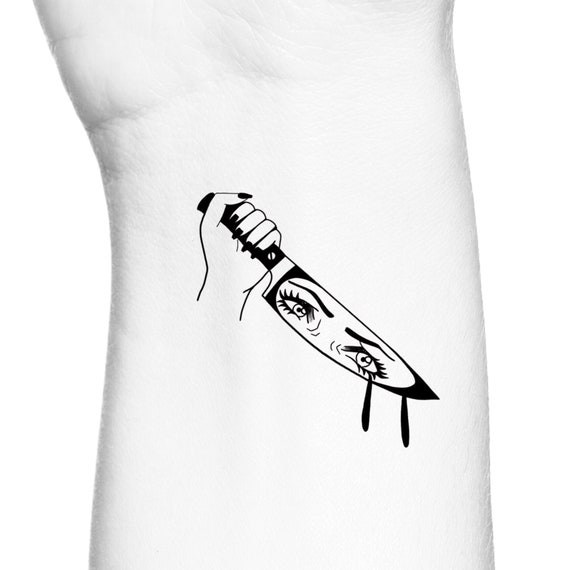 Horror Queen Bloody Knife Temporary Tattoo / Halloween Blood - Etsy