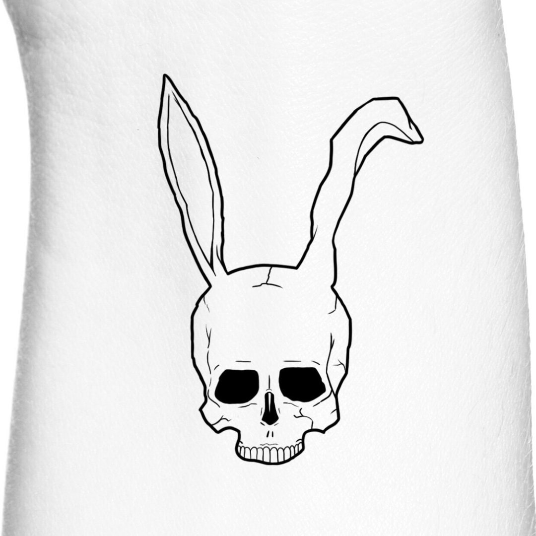 Scary Rabbit Outline Dark Bunny Outline Temporary Tattoo / Horror Halloween Stupid Bunny ...