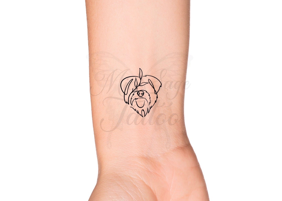 Yorkie Dog Love Floral Temporary Tattoo / Yorkshire Terrier Temp Tattoo