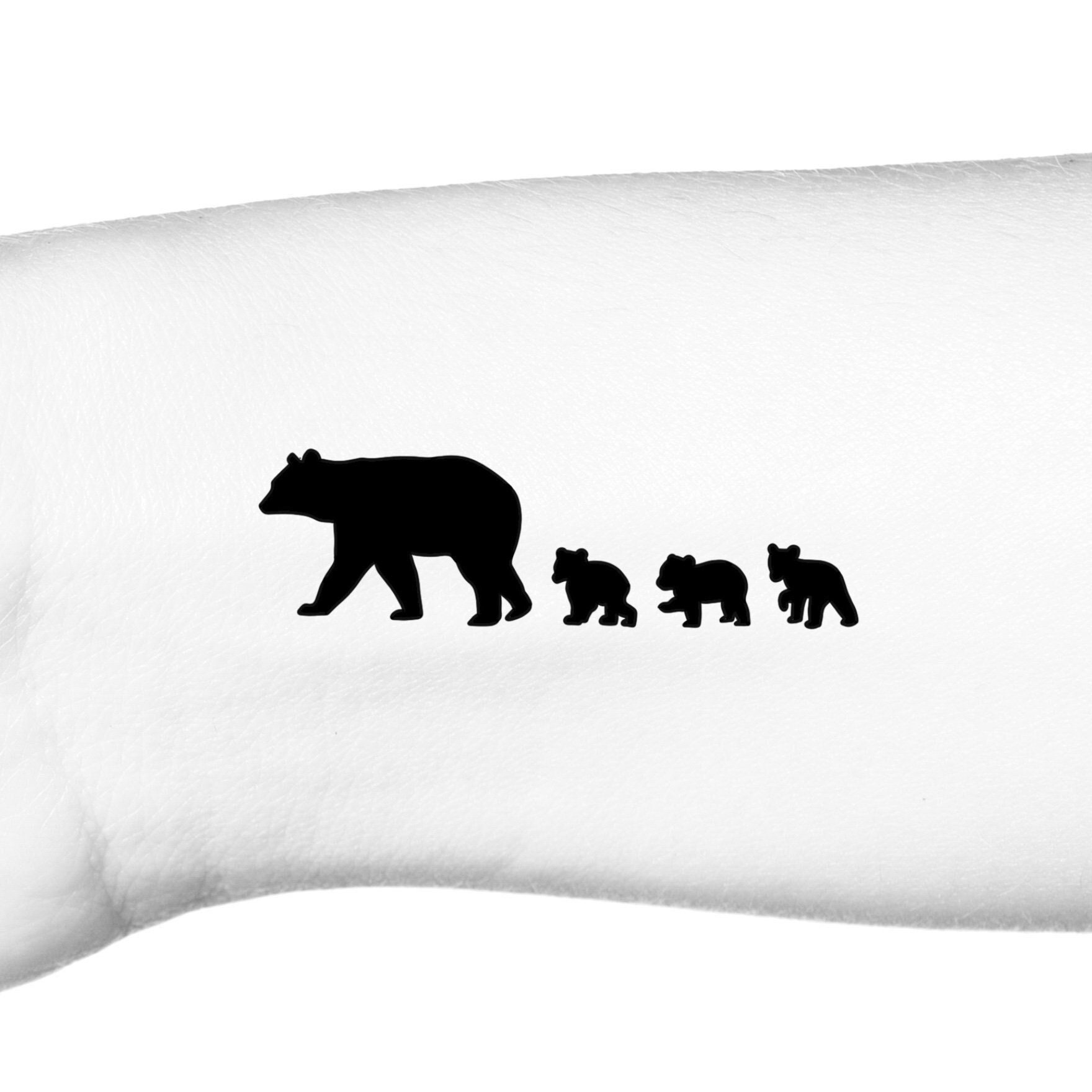 Momma Bear and 3 Baby Bears Silhouette Temporary Tattoo - Etsy Israel, image size:1760x1760
